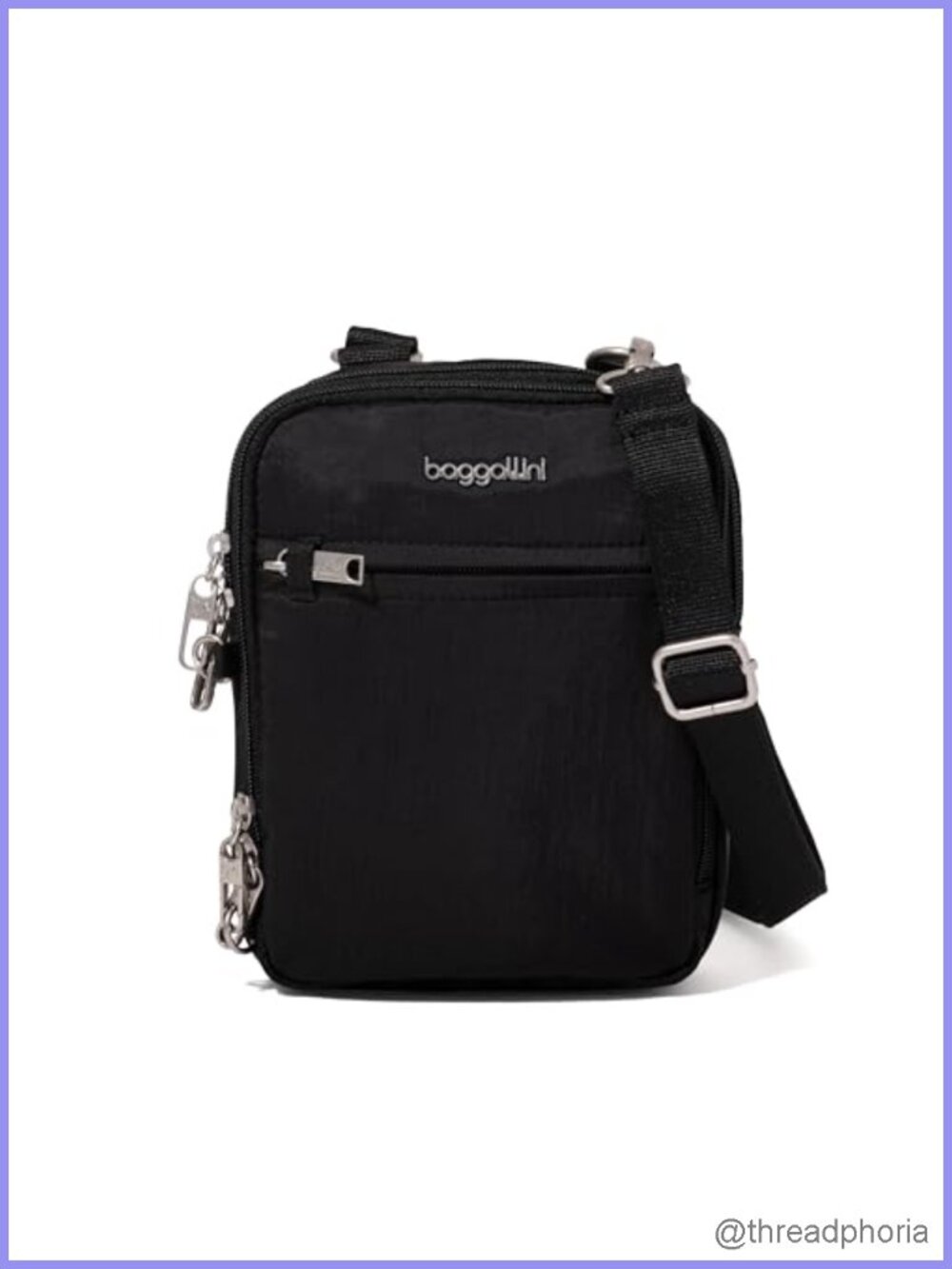 Anti-Theft Mini Crossbody Bag RFID Locking Zippers Cut-Resistant Strap Nylon